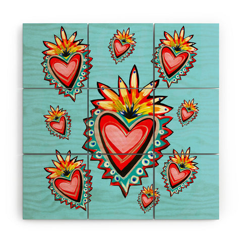 Tina Salazar Hearts in Blue Wood Wall Mural