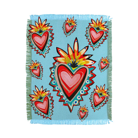 Tina Salazar Hearts in Blue Throw Blanket