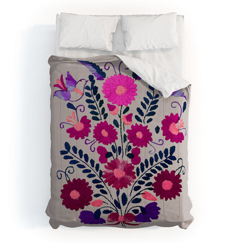 Tina Salazar Mexican Bird Motif Gray Comforter