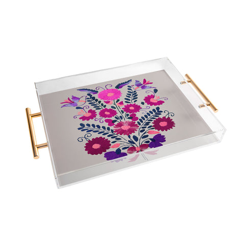 Tina Salazar Mexican Bird Motif Gray Acrylic Tray