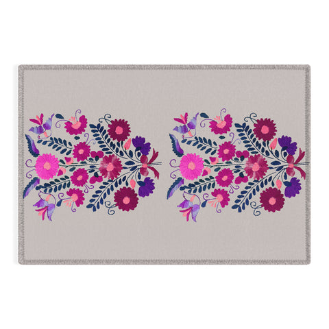 Tina Salazar Mexican Bird Motif Gray Outdoor Rug