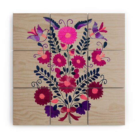 Tina Salazar Mexican Bird Motif Gray Wood Wall Mural