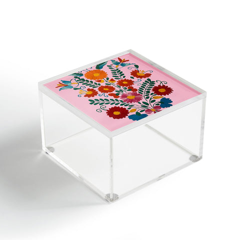 Tina Salazar Mexican Blue Birds in Pink Acrylic Box