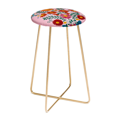 Tina Salazar Mexican Blue Birds in Pink Counter Stool