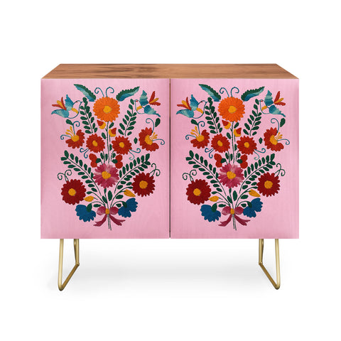 Tina Salazar Mexican Blue Birds in Pink Credenza