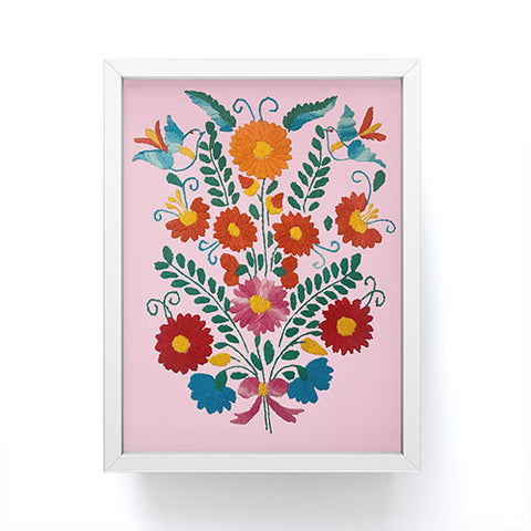 Tina Salazar Mexican Blue Birds in Pink Framed Mini Art Print
