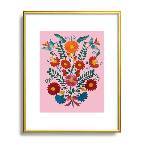 Tina Salazar Mexican Blue Birds in Pink Metal Framed Art Print