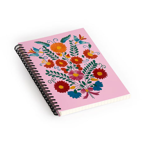 Tina Salazar Mexican Blue Birds in Pink Spiral Notebook