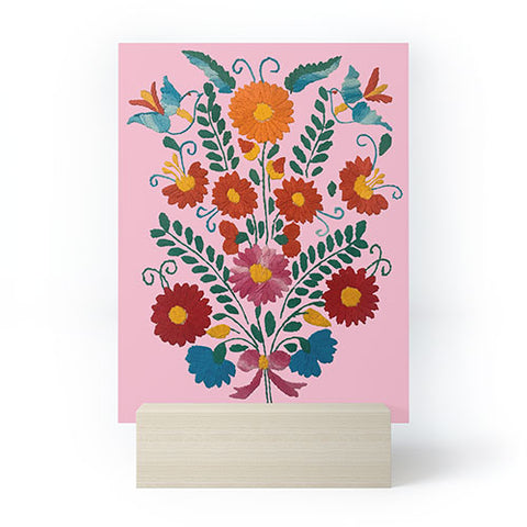 Tina Salazar Mexican Blue Birds in Pink Mini Art Print