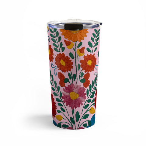 Tina Salazar Mexican Blue Birds in Pink Travel Mug