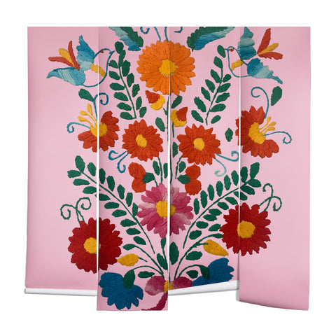 Tina Salazar Mexican Blue Birds in Pink Wall Mural