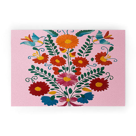Tina Salazar Mexican Blue Birds in Pink Welcome Mat