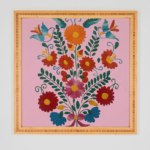 Tina Salazar Mexican Blue Birds in Pink Framed Wall Art