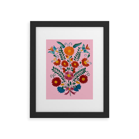 Tina Salazar Mexican Blue Birds in Pink Framed Art Print