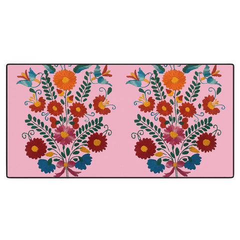 Tina Salazar Mexican Blue Birds in Pink Desk Mat