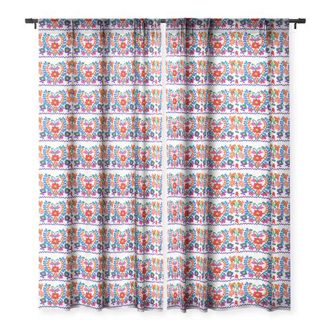 Tina Salazar Mexican Fiesta of Flowers Sheer Window Curtain
