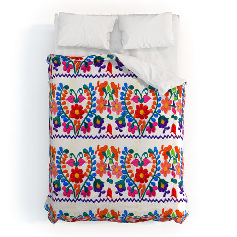 Tina Salazar Mexican Fiesta of Flowers Duvet Cover