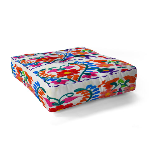 Tina Salazar Mexican Fiesta of Flowers Floor Pillow Square