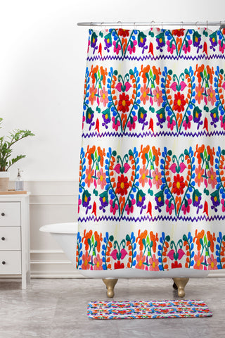 Tina Salazar Mexican Fiesta of Flowers Shower Curtain And Mat