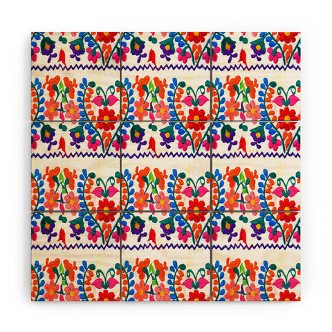 Tina Salazar Mexican Fiesta of Flowers Wood Wall Mural