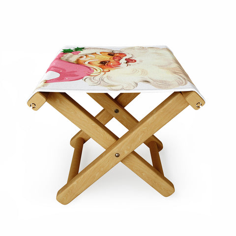 Tina Salazar Retro Santa Vintage Pink Folding Stool