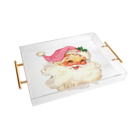 Tina Salazar Retro Santa Vintage Pink Acrylic Tray