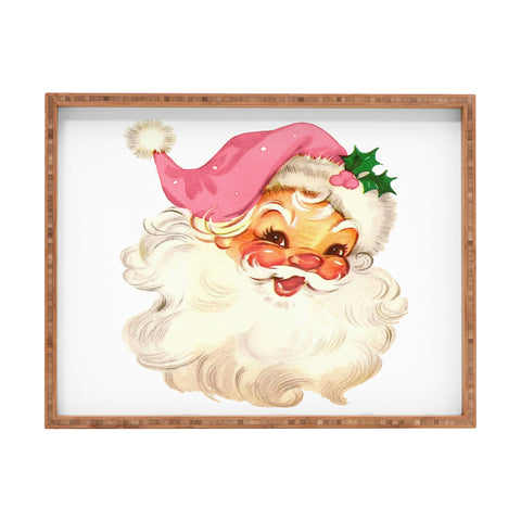 Tina Salazar Retro Santa Vintage Pink Rectangular Tray