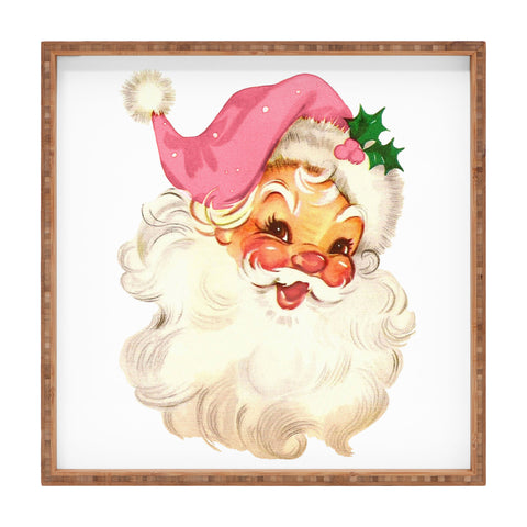 Tina Salazar Retro Santa Vintage Pink Square Tray