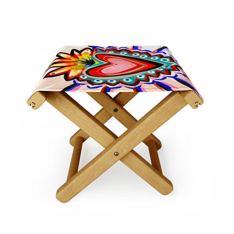 Tina Salazar Sacred Heart Pink Folding Stool