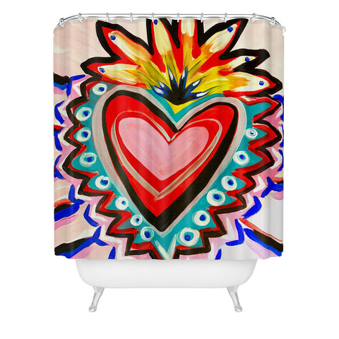 Tina Salazar Sacred Heart Pink Shower Curtain