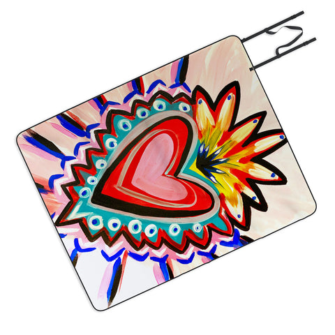 Tina Salazar Sacred Heart Pink Picnic Blanket