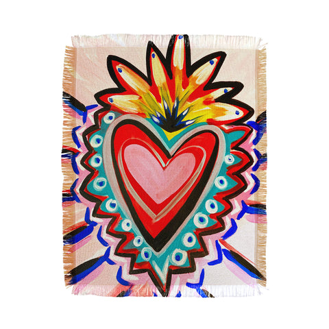Tina Salazar Sacred Heart Pink Throw Blanket