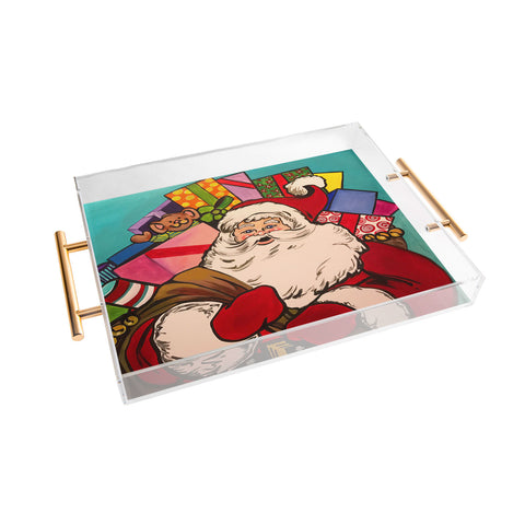 Tina Salazar SANTA CLAUS WITH BOXES Acrylic Tray