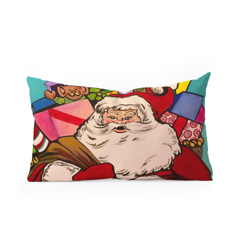 Tina Salazar SANTA CLAUS WITH BOXES Oblong Throw Pillow