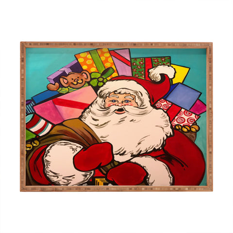 Tina Salazar SANTA CLAUS WITH BOXES Rectangular Tray