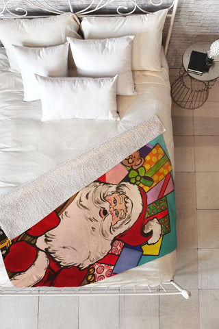 Tina Salazar SANTA CLAUS WITH BOXES Fleece Throw Blanket