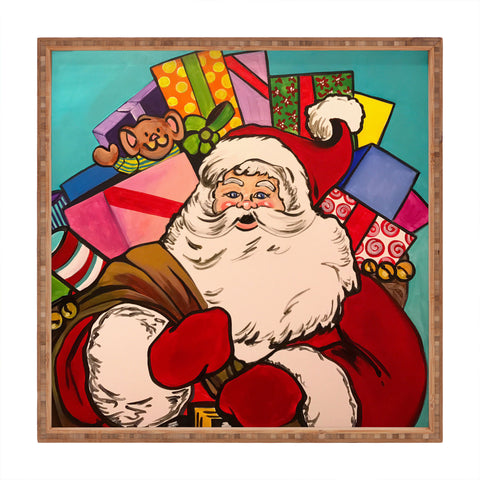 Tina Salazar SANTA CLAUS WITH BOXES Square Tray