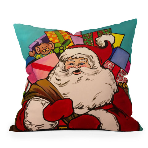 Tina Salazar SANTA CLAUS WITH BOXES Outdoor Throw Pillow