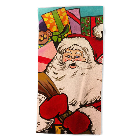 Tina Salazar SANTA CLAUS WITH BOXES Beach Towel