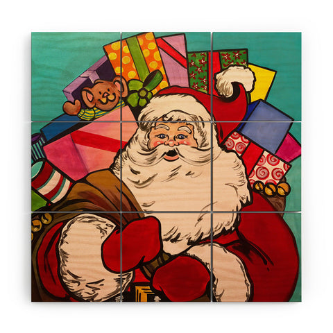 Tina Salazar SANTA CLAUS WITH BOXES Wood Wall Mural