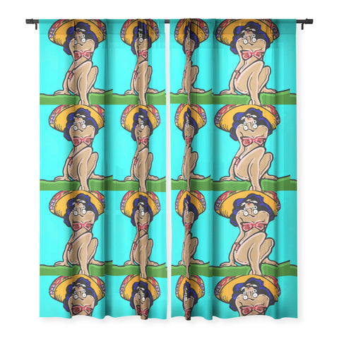 Tina Salazar Summer Time Sombrero Sheer Window Curtain