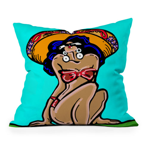 Tina Salazar Summer Time Sombrero Outdoor Throw Pillow