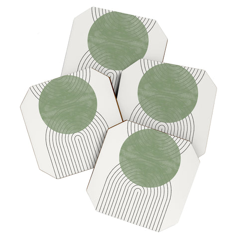 TMSbyNight Green Moon Shape Coaster Set