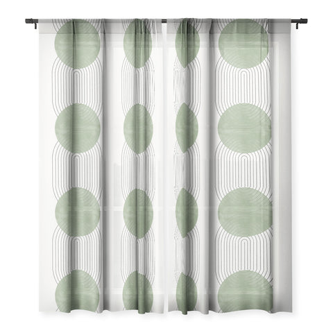 TMSbyNight Green Moon Shape Sheer Window Curtain