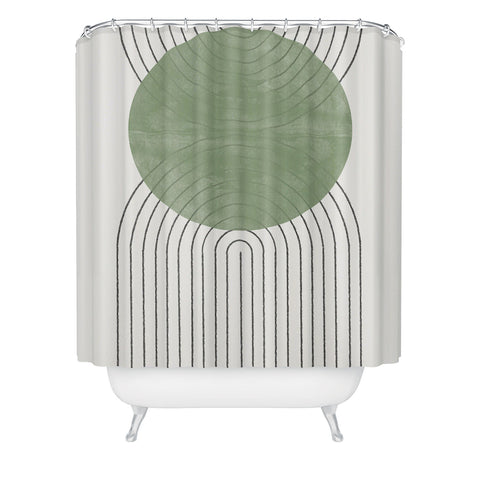 TMSbyNight Green Moon Shape Shower Curtain