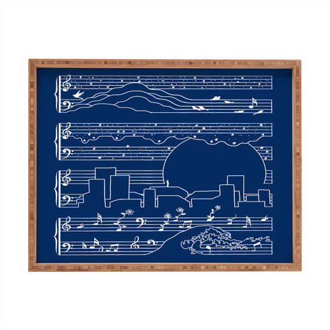 Tobe Fonseca The Moonlight Sonata Blue Rectangular Tray