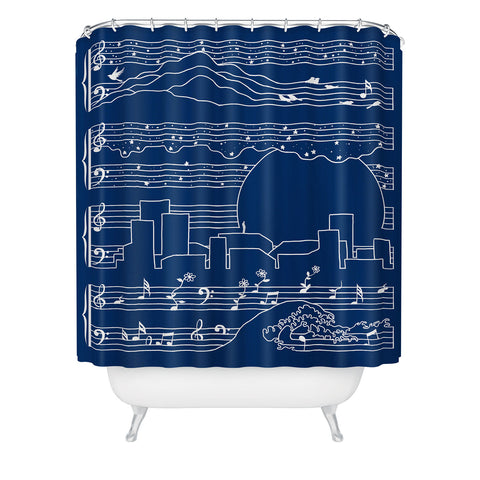 Tobe Fonseca The Moonlight Sonata Blue Shower Curtain