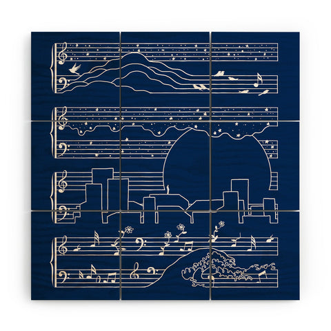 Tobe Fonseca The Moonlight Sonata Blue Wood Wall Mural