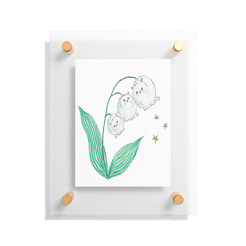 tocorocomugi Lily of the valley Cats Floating Acrylic Print