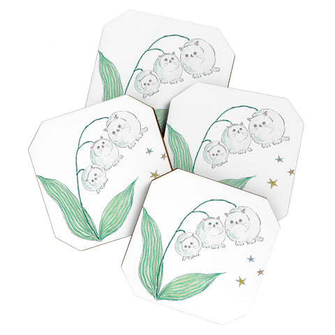 tocorocomugi Lily of the valley Cats Coaster Set
